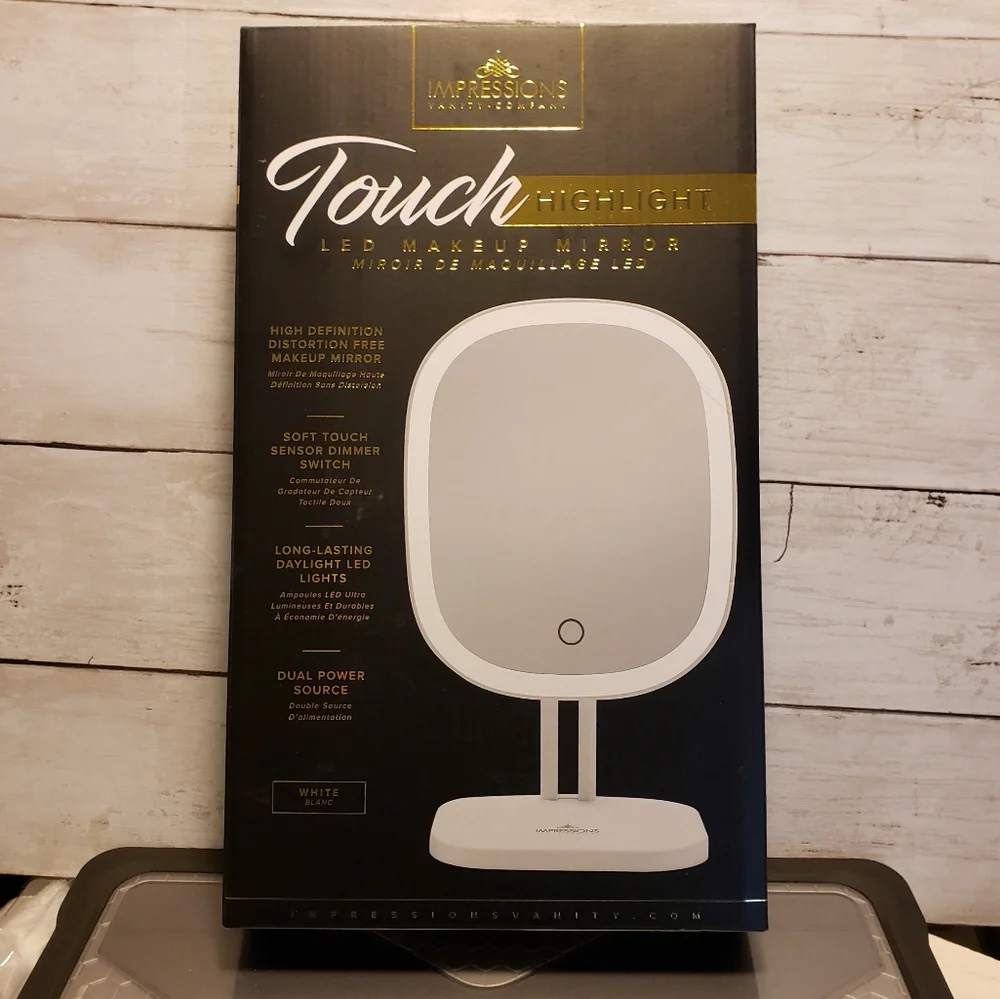 IMPRESSIONS Touch Highlight LED Makeup Mirror White NIP